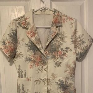 Cream and Pastel Button-Up Dress (small)